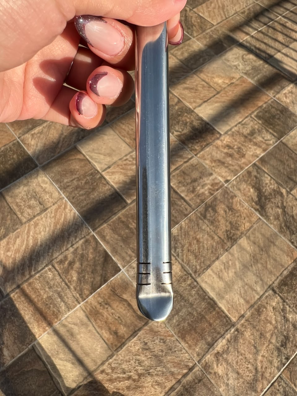Bombilla Acero Inox Pico plano Anillo Dorado