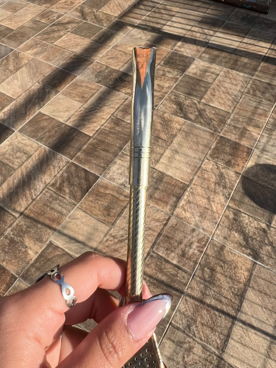 Bombilla Alpaca Dorada MSC Pico de loro