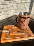 COMBO ASADOR COMPLETO: Tabla, cuchillo y vaso