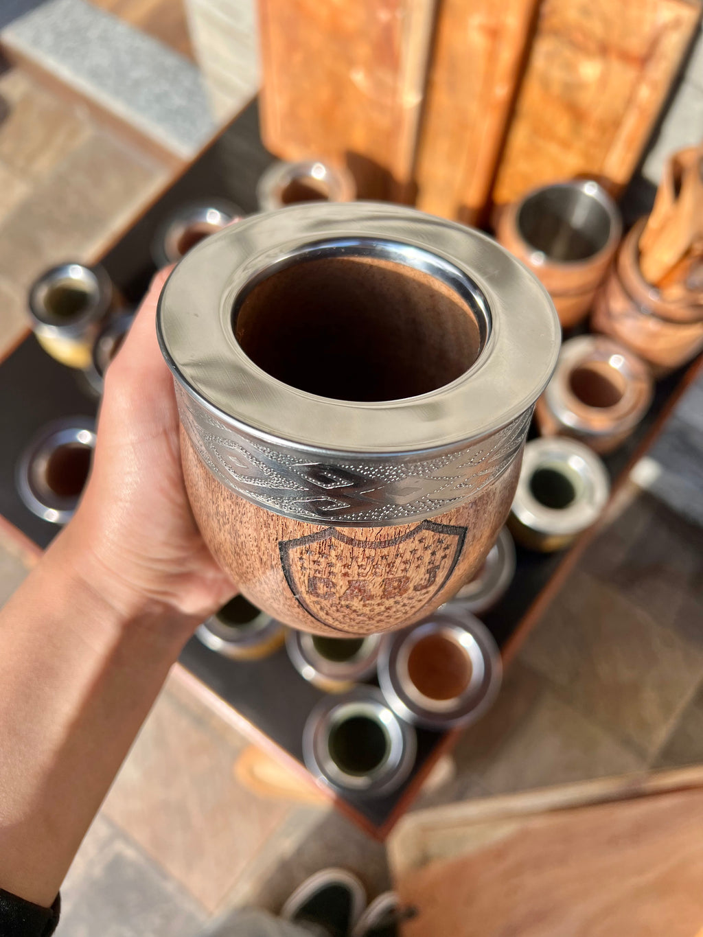 MATE IMPERIAL ALGARROBO GRABADO BOCA JUNIORS