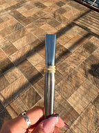Bombilla Acero Inox Pico plano Anillo Dorado