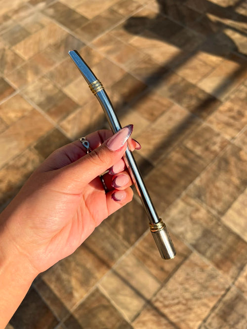 Bombilla Acero Inox Pico Pala Doble Anillo Dorado